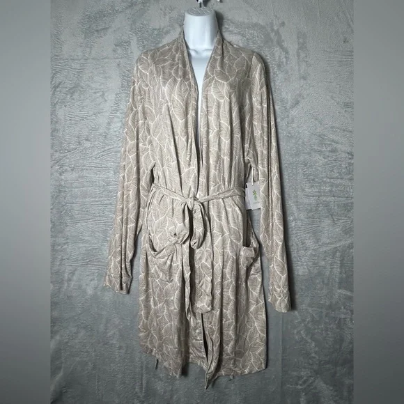 Cariloha Robe Womens Size L/XL Floral Tropical Soft Bamboo Blend Stretch Belted - Picture 9 of 9